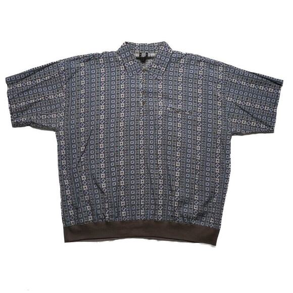 Expressions Vintage Geometric Print Polo Shirt Men's 1X Short Sleeve Retro 90s - Picture 1 of 5